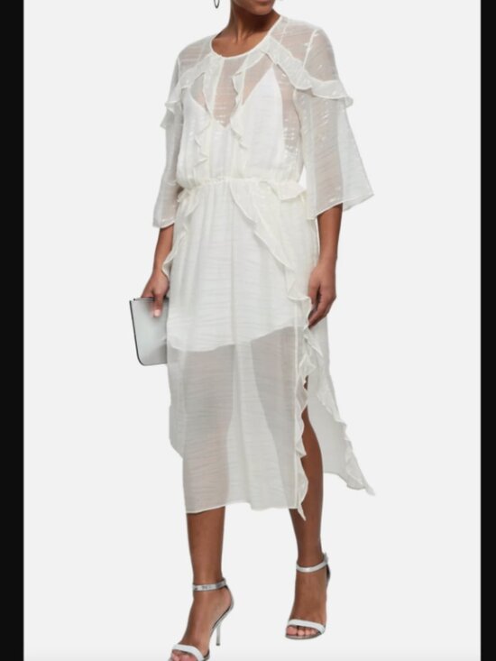 IRO Dresses & Skirts - NEW IRO Paris Eolla Open Back Ruffled Jacquard Midi Dress Sheer Ethereal Flowy 8